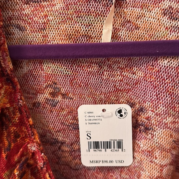 Free People top Size Small - red orange flouncy 100% cotton - Picture 3 of 5